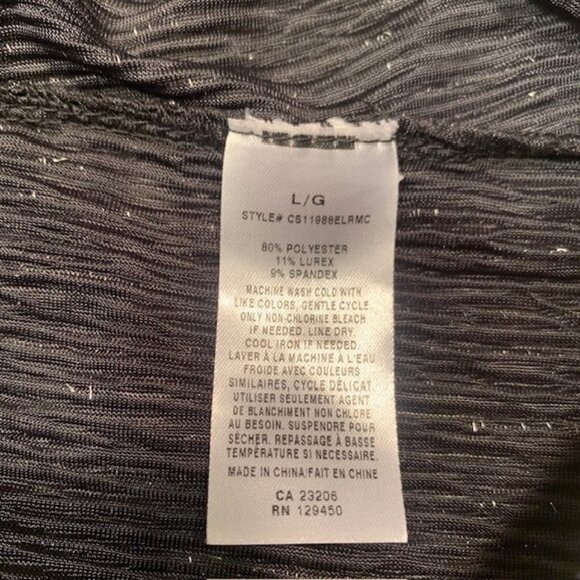 Fred David Metallic Ribbed Tank Top L Gray Silver Lurex Stretch Party Shimmer - Picture 7 of 8